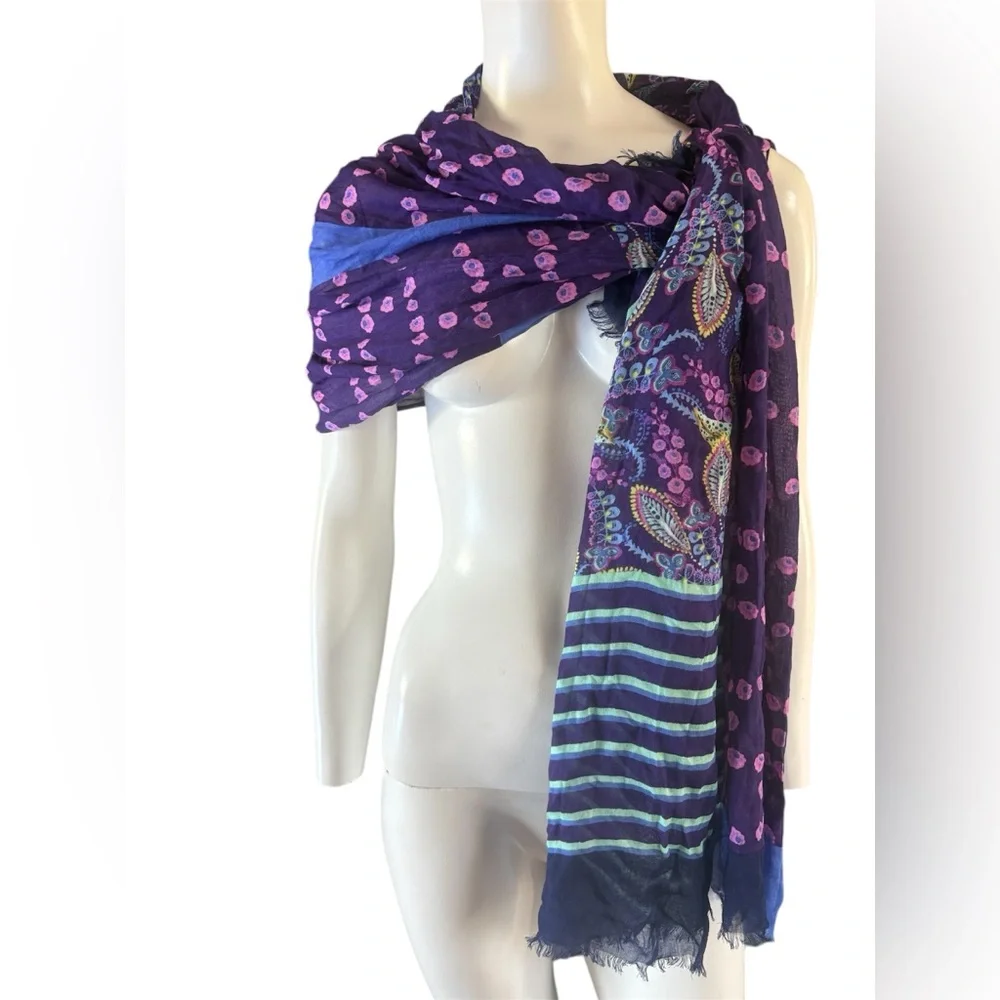 Vera Bradley Floral Multicolored Mixed Print Long Scarf 73” x 26”